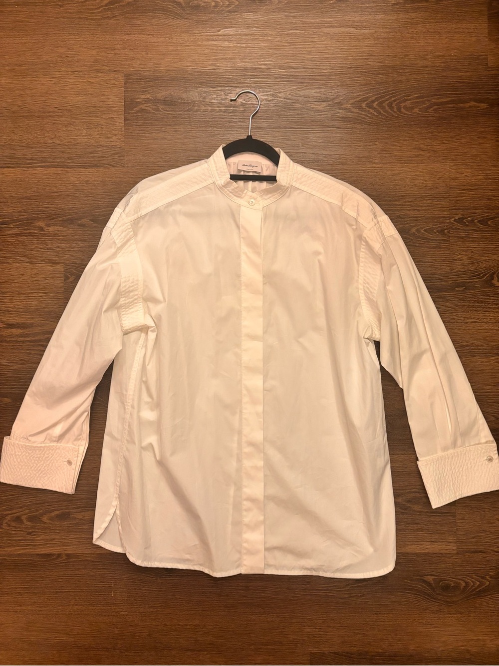 Salvatore Ferragamo White Mandarin Collar Button-Front Shirt
